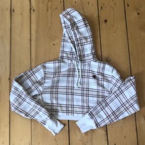 Plaid cropped hoodie